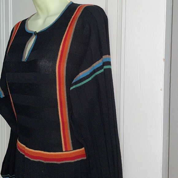 Amazing 70s Vtg Roncelli knit multi colored striped sweater dress - Picture 4 of 12